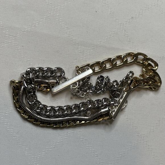 Jenny Bird Five Chain Silver Gold Bracelet Iconic Boho Chunky Lagenlook Vibes - Picture 9 of 14